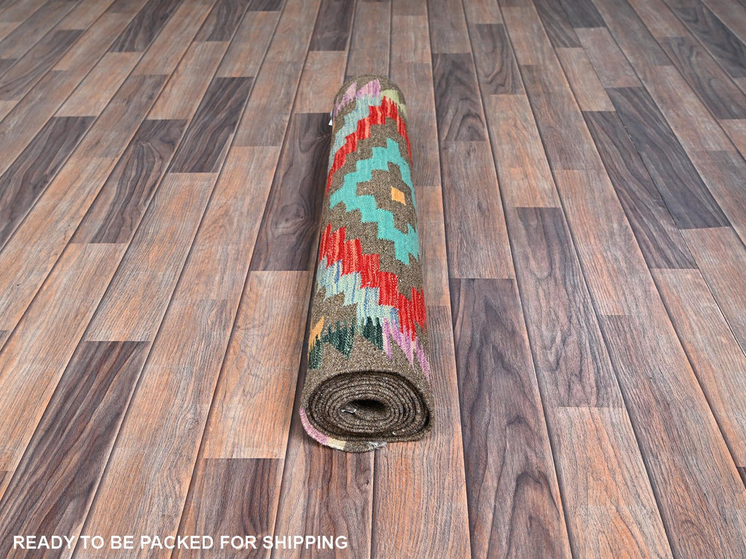 2'9" x 9'10" New Hand Woven Grey Wool Runner Oriental Rug - MOA1021170