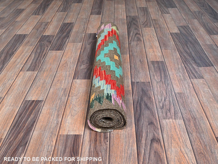 2'9" x 9'10" New Hand Woven Grey Wool Runner Oriental Rug - MOA1021170