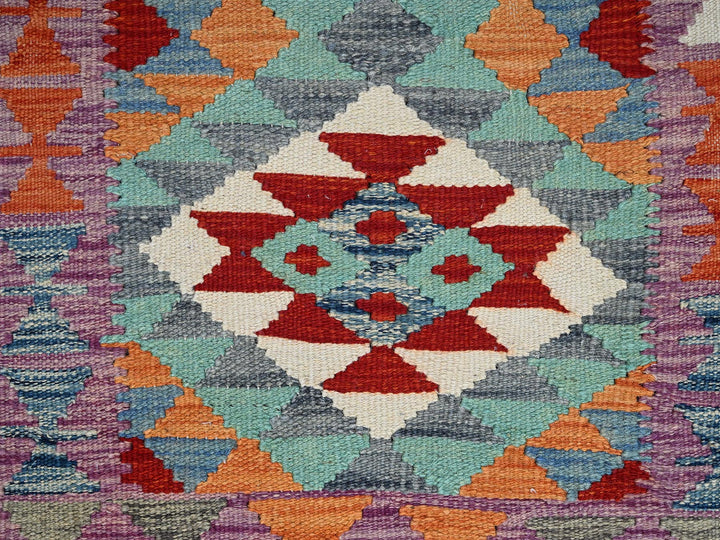 1'11" x 2'11" New Hand Woven Teal Wool Rectangle Oriental Rug - MOA1021174