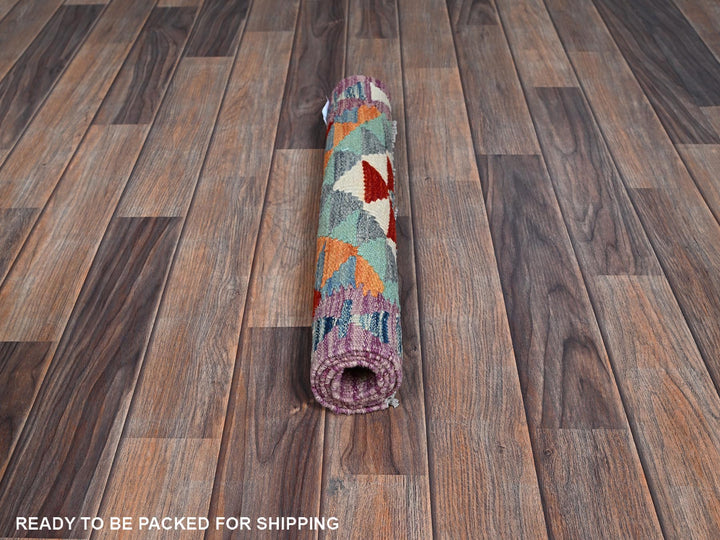 1'11" x 2'11" New Hand Woven Teal Wool Rectangle Oriental Rug - MOA1021174