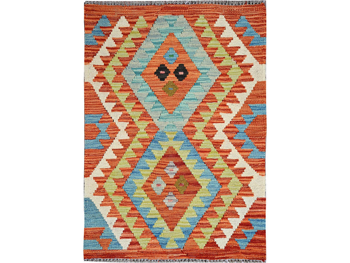 2'2" x 3'2" New Hand Woven Orange Wool Rectangle Oriental Rug - MOA1021179