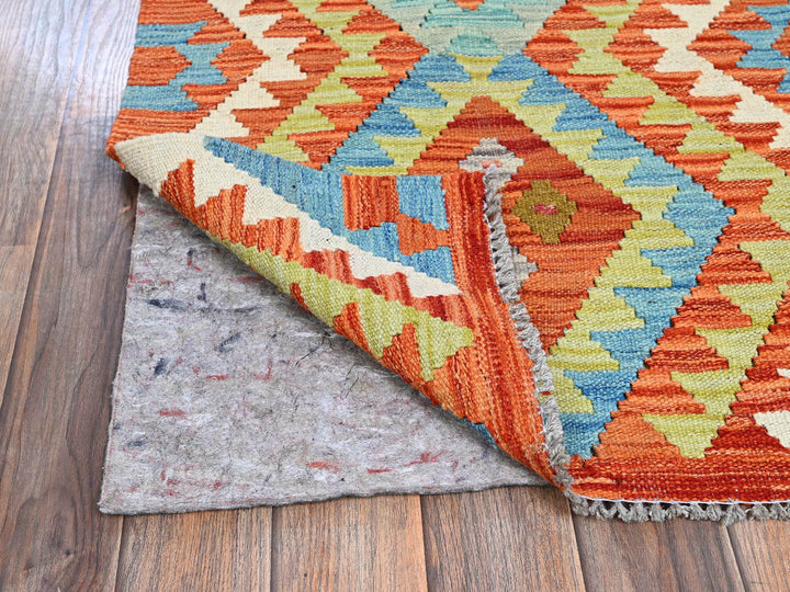 2'2" x 3'2" New Hand Woven Orange Wool Rectangle Oriental Rug - MOA1021179