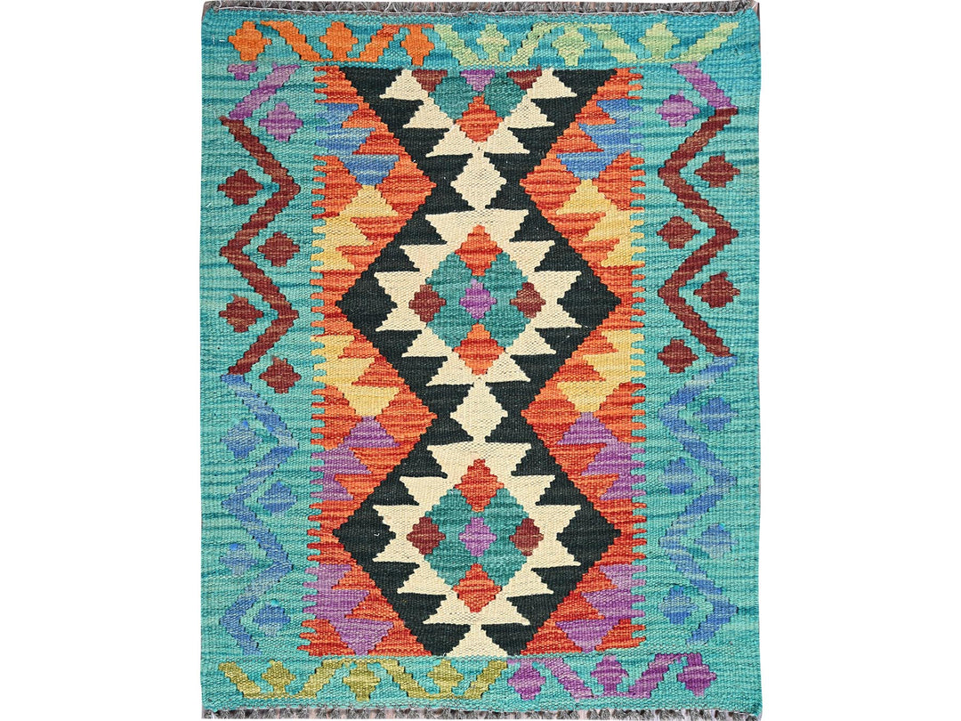 2'1" x 2'8" New Hand Woven Orange Wool Rectangle Oriental Rug - MOA1021180