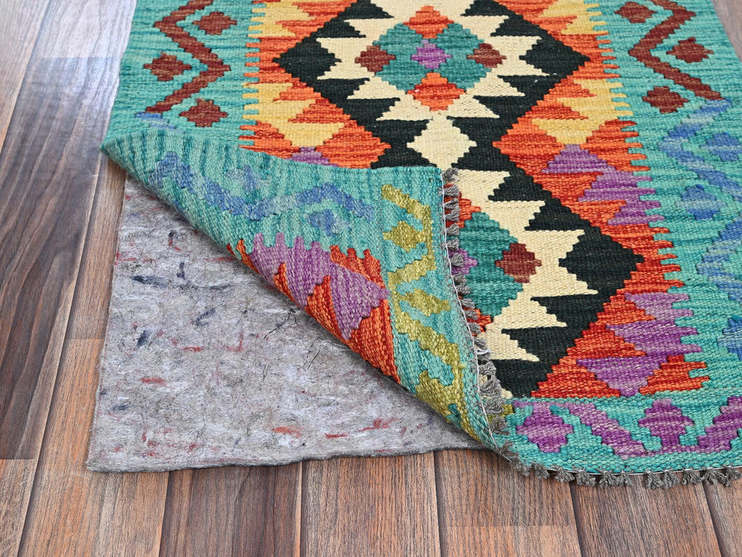 2'1" x 2'8" New Hand Woven Orange Wool Rectangle Oriental Rug - MOA1021180