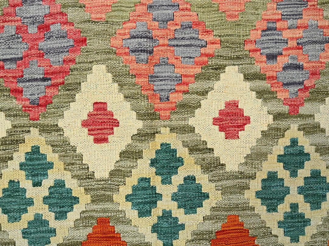 3'6" x 4'10" New Hand Woven Green Wool Rectangle Oriental Rug - MOA1021184