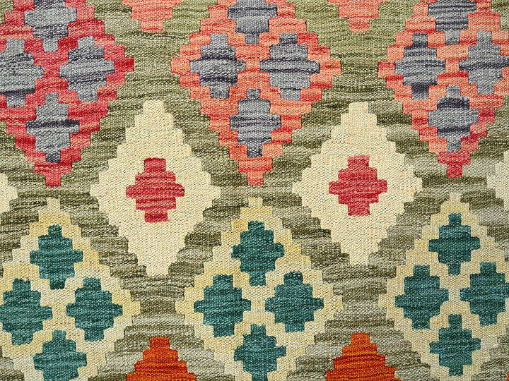 3'6" x 4'10" New Hand Woven Green Wool Rectangle Oriental Rug - MOA1021184