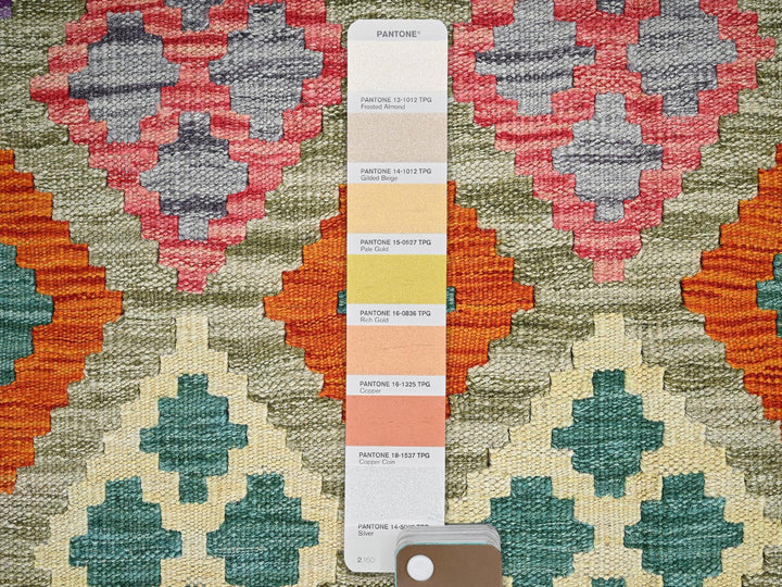 3'6" x 4'10" New Hand Woven Green Wool Rectangle Oriental Rug - MOA1021184