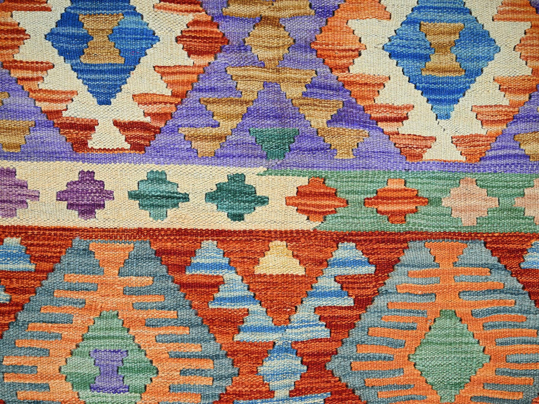 3'7" x 4'11" New Hand Woven Orange Wool Rectangle Oriental Rug - MOA1021186