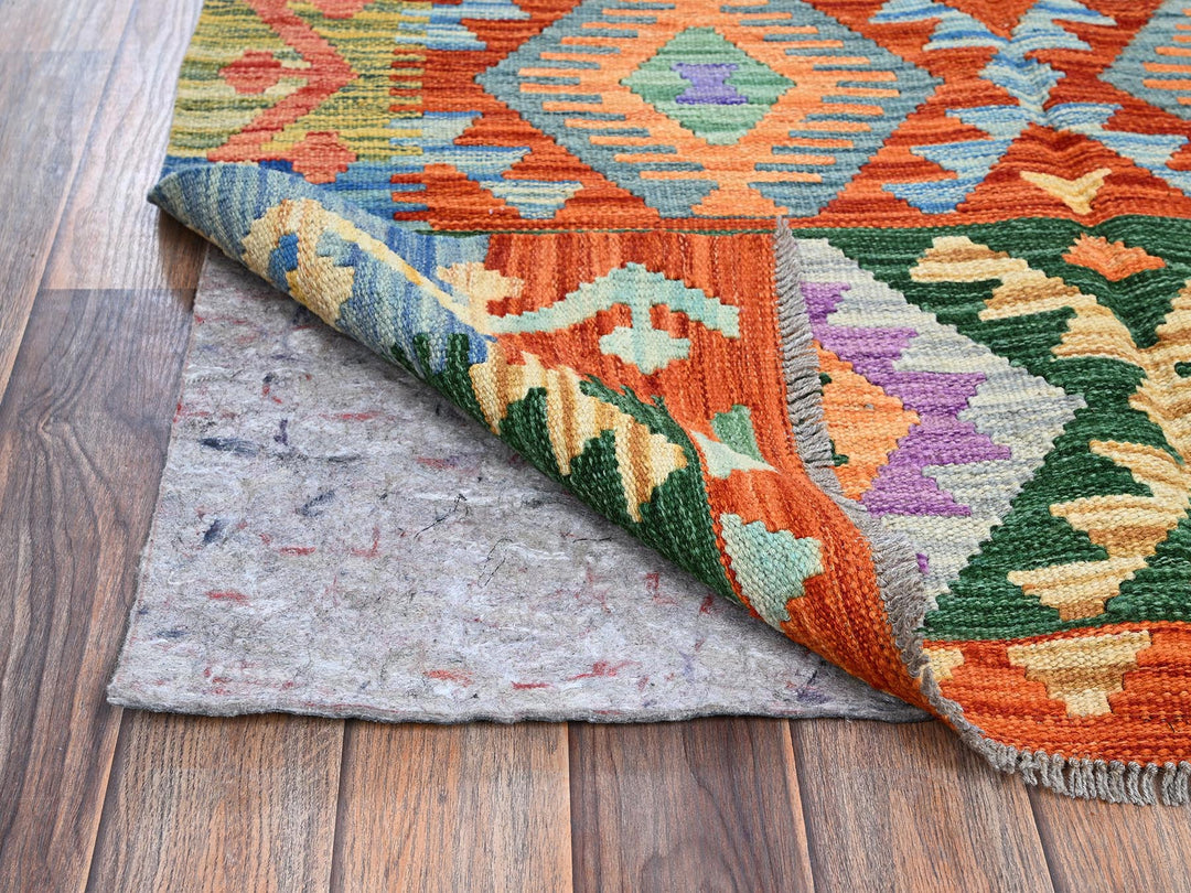 3'7" x 4'11" New Hand Woven Orange Wool Rectangle Oriental Rug - MOA1021186