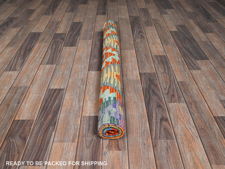 3'7" x 4'11" New Hand Woven Orange Wool Rectangle Oriental Rug - MOA1021186