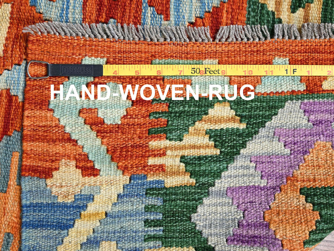 3'7" x 4'11" New Hand Woven Orange Wool Rectangle Oriental Rug - MOA1021186