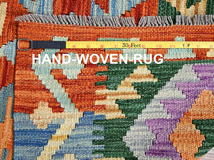 3'7" x 4'11" New Hand Woven Orange Wool Rectangle Oriental Rug - MOA1021186