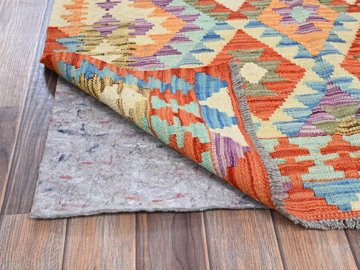 3'5" x 4'10" New Hand Woven Orange Wool Rectangle Oriental Rug - MOA1021187