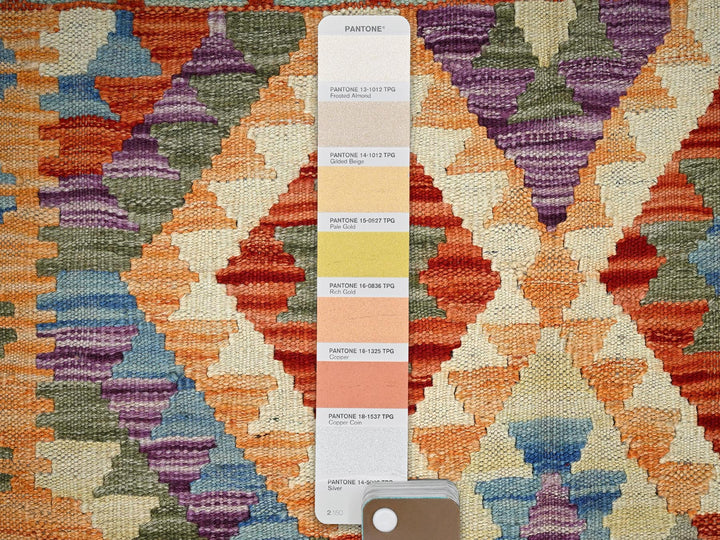 3'5" x 4'10" New Hand Woven Orange Wool Rectangle Oriental Rug - MOA1021187