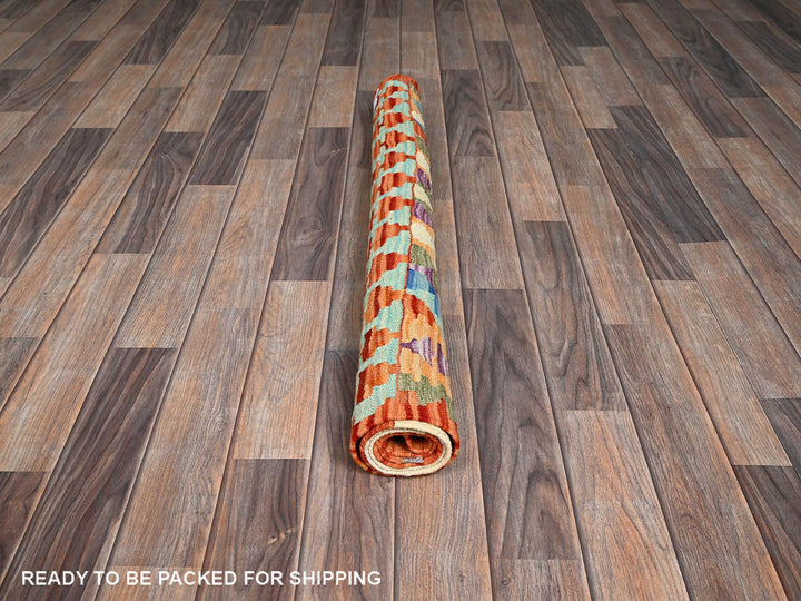 3'5" x 4'10" New Hand Woven Orange Wool Rectangle Oriental Rug - MOA1021187