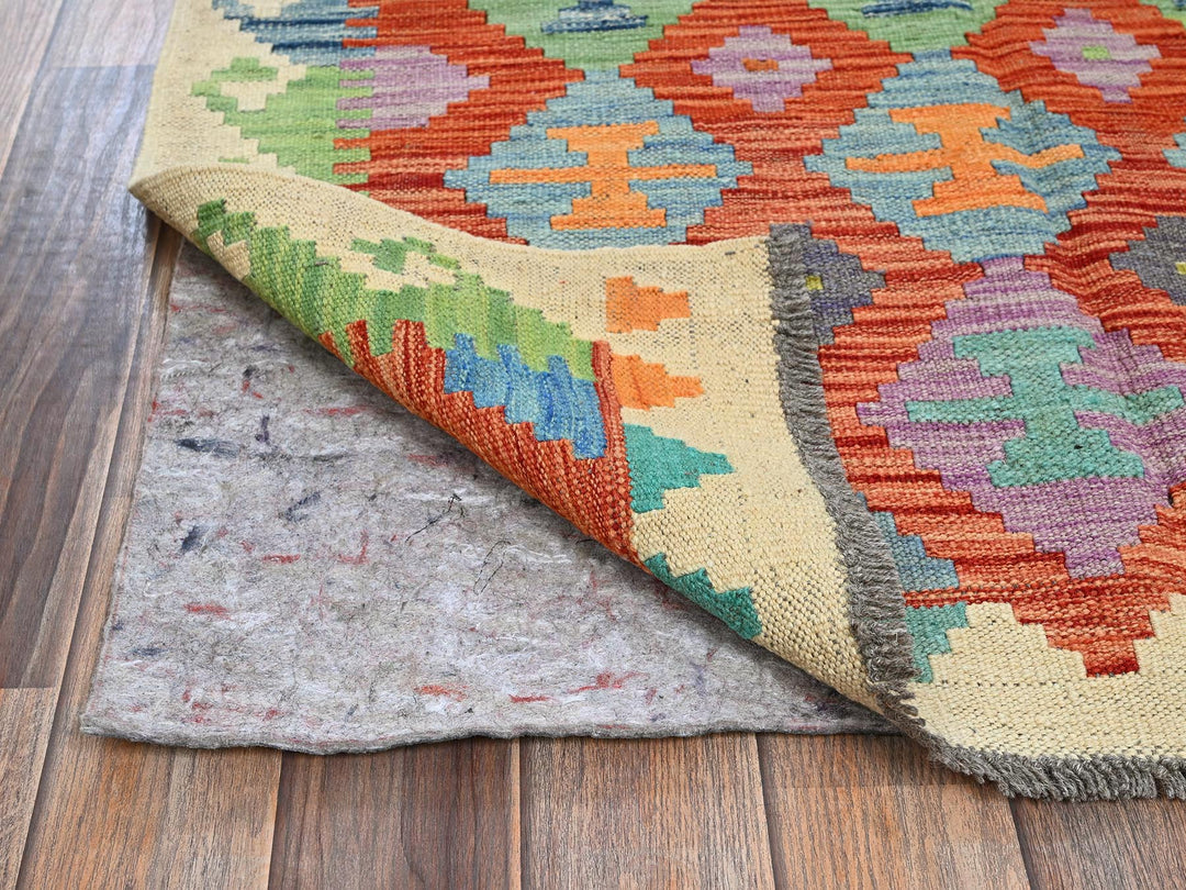 3'4" x 4'9" New Hand Woven Orange Wool Rectangle Oriental Rug - MOA1021189