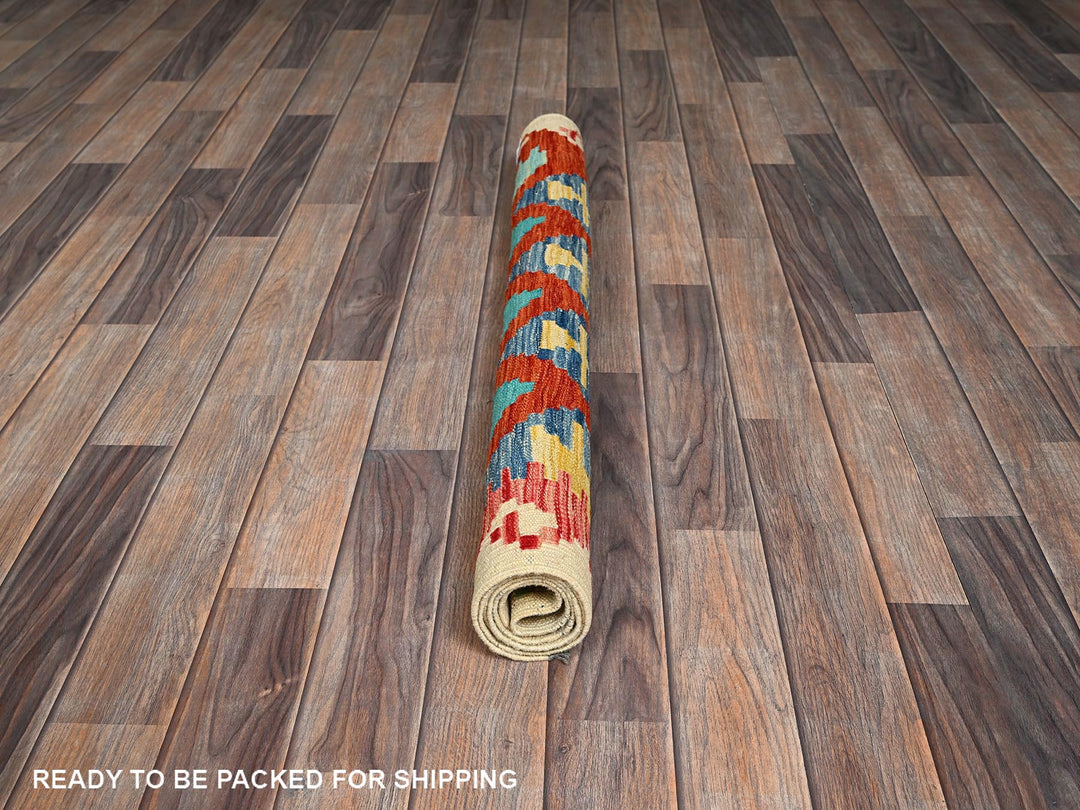 3'4" x 4'9" New Hand Woven Orange Wool Rectangle Oriental Rug - MOA1021189