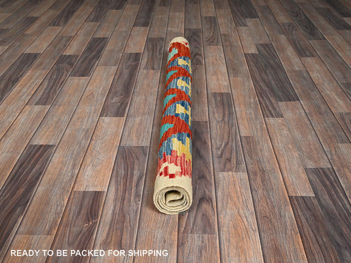 3'4" x 4'9" New Hand Woven Orange Wool Rectangle Oriental Rug - MOA1021189