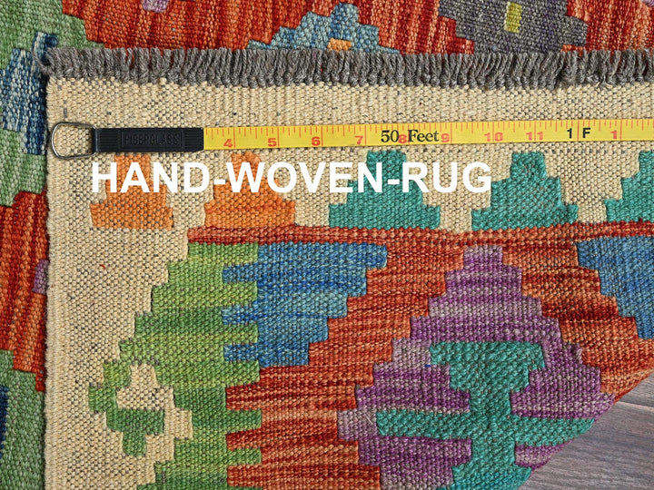 3'4" x 4'9" New Hand Woven Orange Wool Rectangle Oriental Rug - MOA1021189