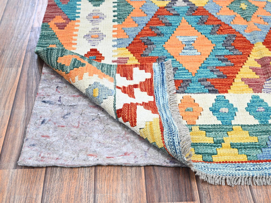 3'10" x 5'11" New Hand Woven Multicolored Wool Rectangle Oriental Rug - MOA1021191