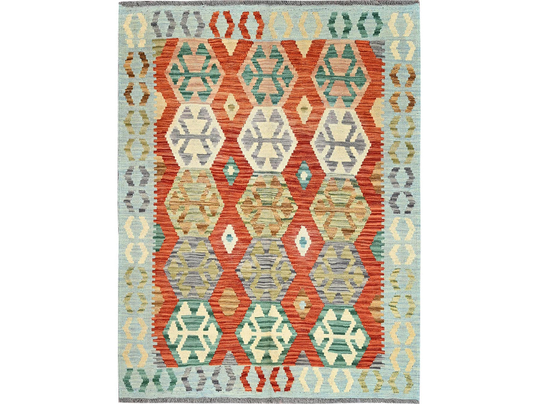 4'0" x 5'3" New Hand Woven Ivory Wool Rectangle Oriental Rug - MOA1021196