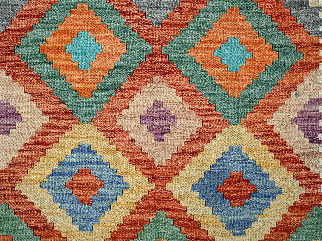 4'1" x 5'9" New Hand Woven Multicolored Wool Rectangle Oriental Rug - MOA1021197