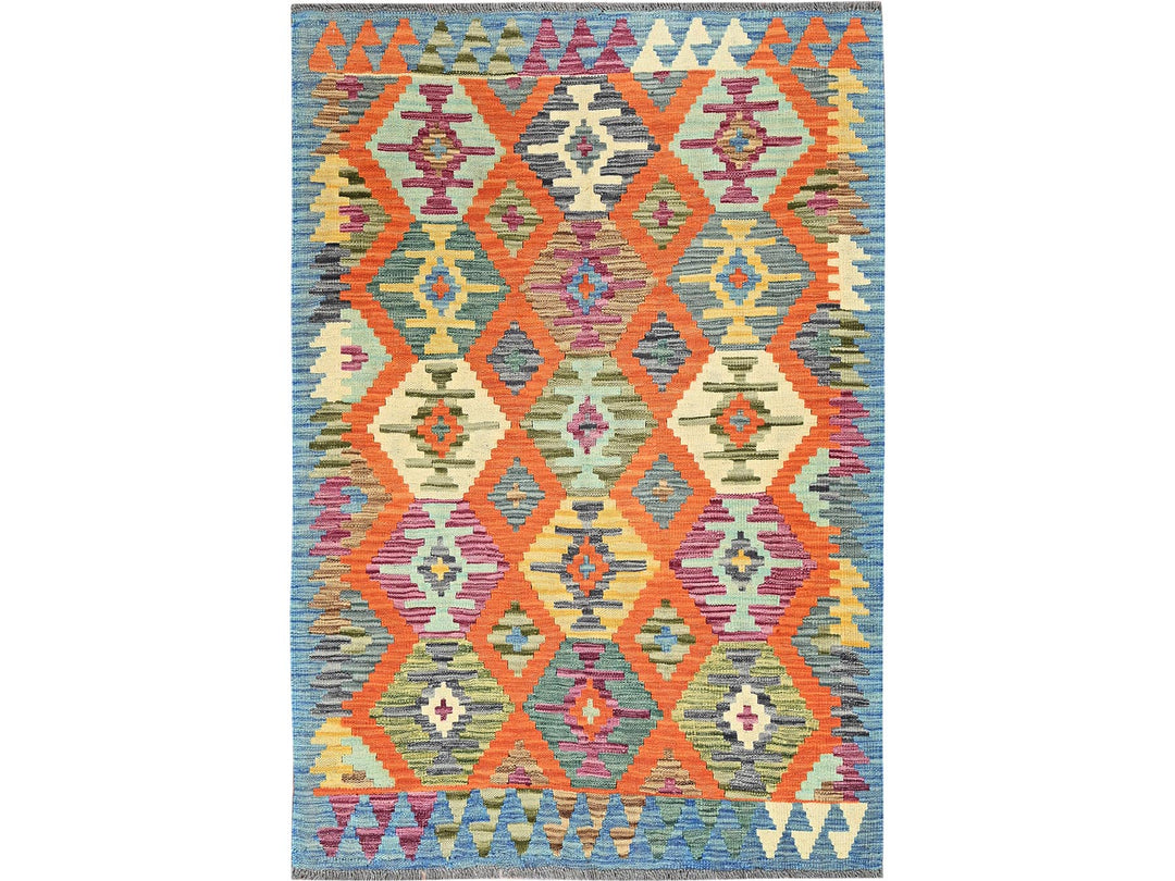 3'11" x 5'9" New Hand Woven Multicolored Wool Rectangle Oriental Rug - MOA1021198