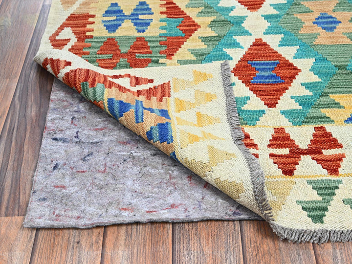 4'11" x 6'8" New Hand Woven Blue Wool Rectangle Oriental Rug - MOA1021199