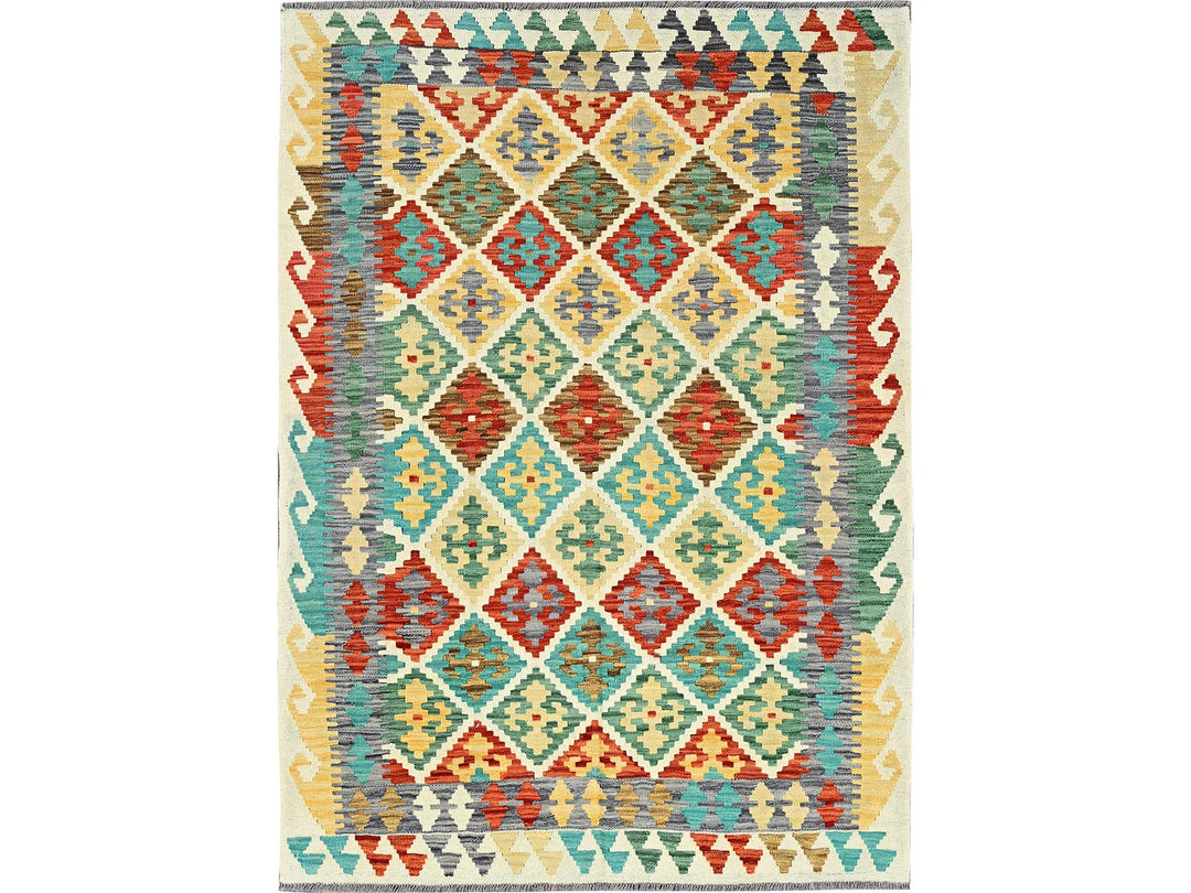 4'9" x 6'7" New Hand Woven Ivory Wool Rectangle Oriental Rug - MOA1021202