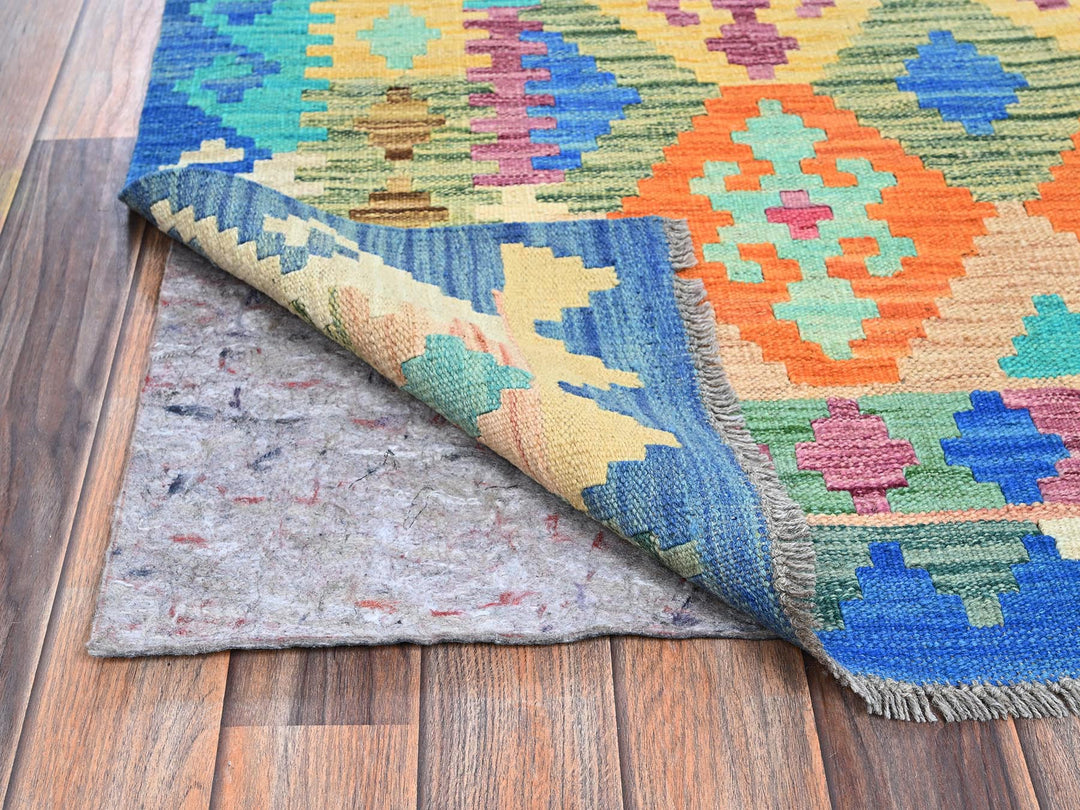 5'0" x 6'4" New Hand Woven Blue Wool Rectangle Oriental Rug - MOA1021203