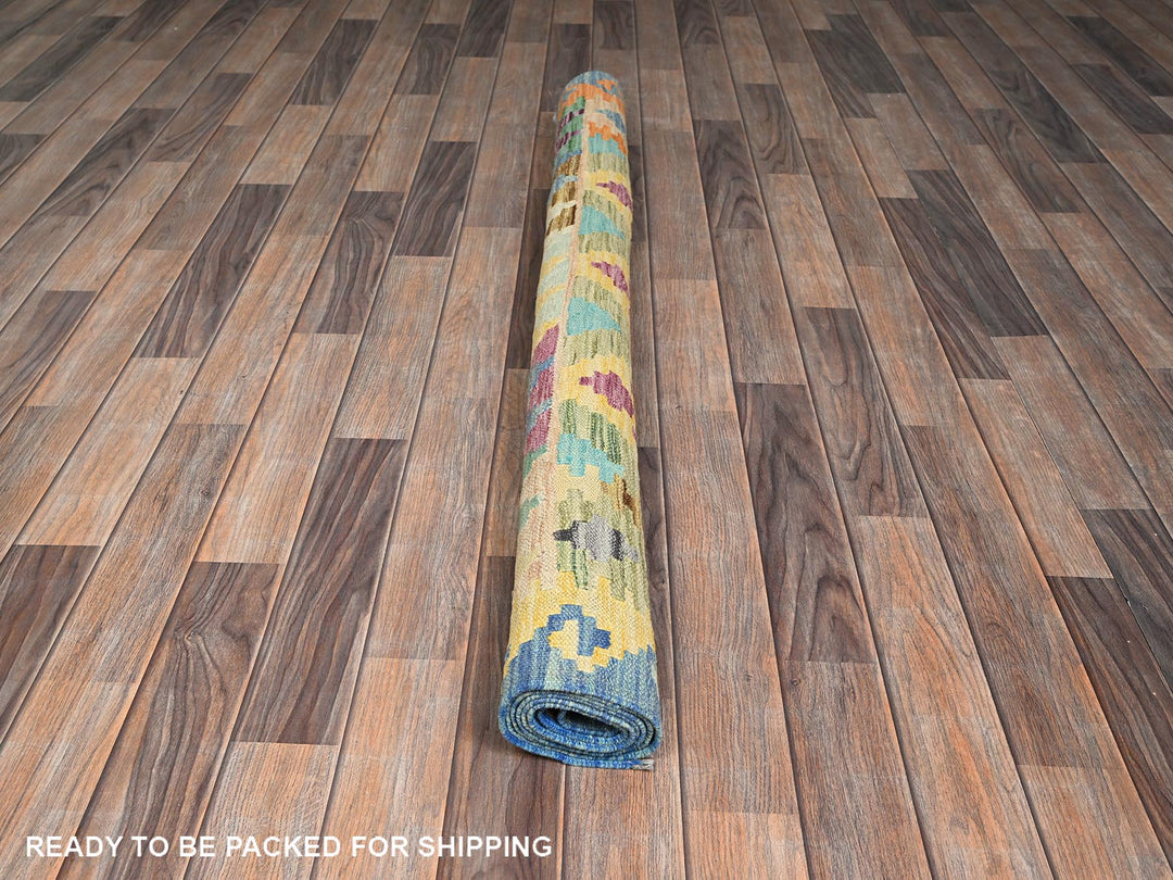 5'0" x 6'4" New Hand Woven Blue Wool Rectangle Oriental Rug - MOA1021203