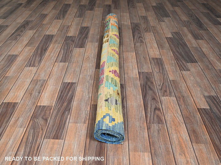 5'0" x 6'4" New Hand Woven Blue Wool Rectangle Oriental Rug - MOA1021203