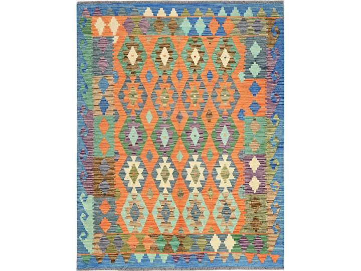 5'0" x 6'4" New Hand Woven Orange Wool Rectangle Oriental Rug - MOA1021206