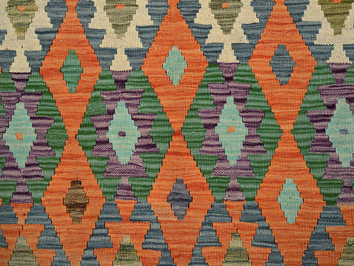 5'0" x 6'4" New Hand Woven Orange Wool Rectangle Oriental Rug - MOA1021206