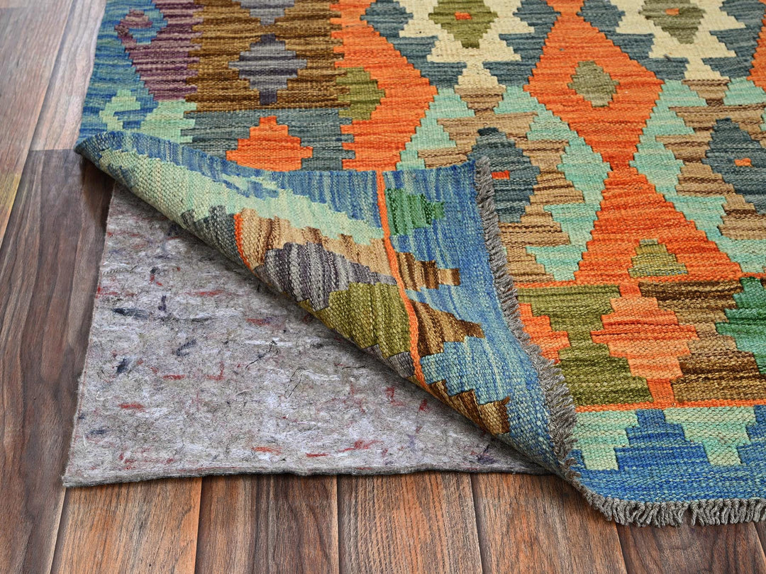 5'0" x 6'4" New Hand Woven Orange Wool Rectangle Oriental Rug - MOA1021206