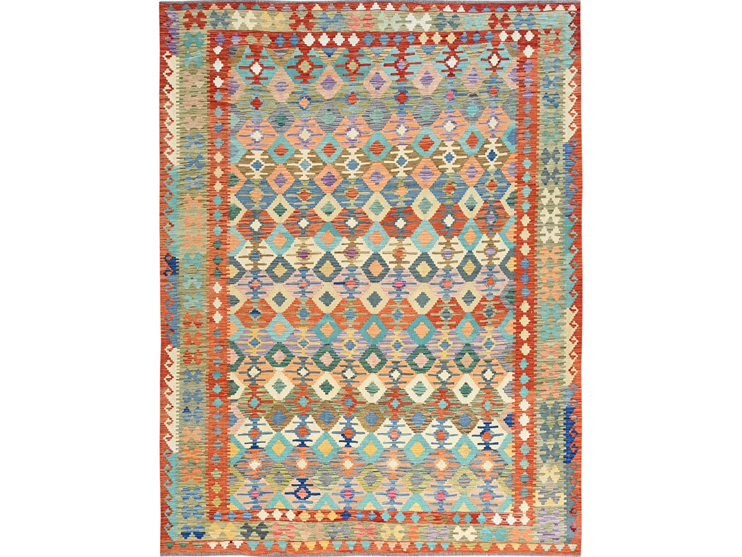 9'5" x 12'6" New Hand Woven Multicolored Wool Rectangle Oriental Rug - MOA1021213