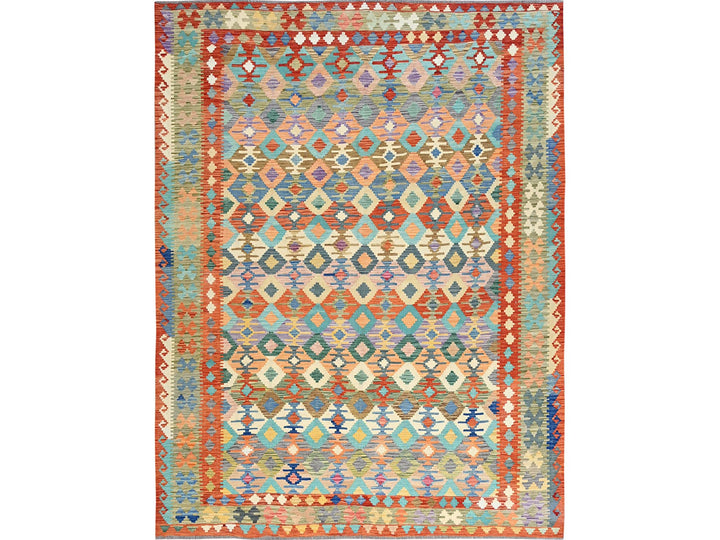 9'5" x 12'6" New Hand Woven Multicolored Wool Rectangle Oriental Rug - MOA1021213