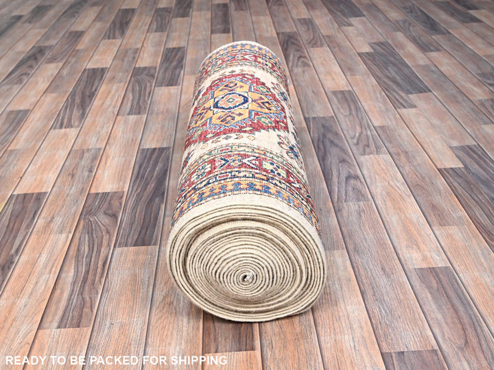 2'8" x 35'3" New Hand Knotted Beige Wool Runner Oriental Rug - MOA102125