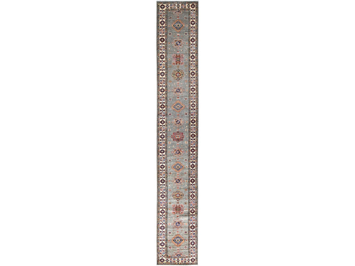 2'8" x 15'5" New Hand Knotted Grey Wool Runner Oriental Rug - MOA102127