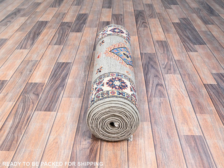 2'8" x 15'5" New Hand Knotted Grey Wool Runner Oriental Rug - MOA102127