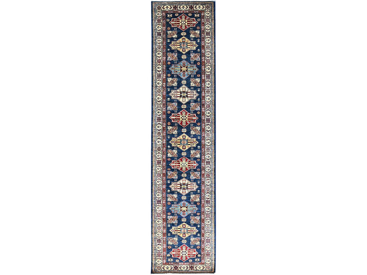 2'8" x 11'9" New Hand Knotted Blue Wool Runner Oriental Rug - MOA102133