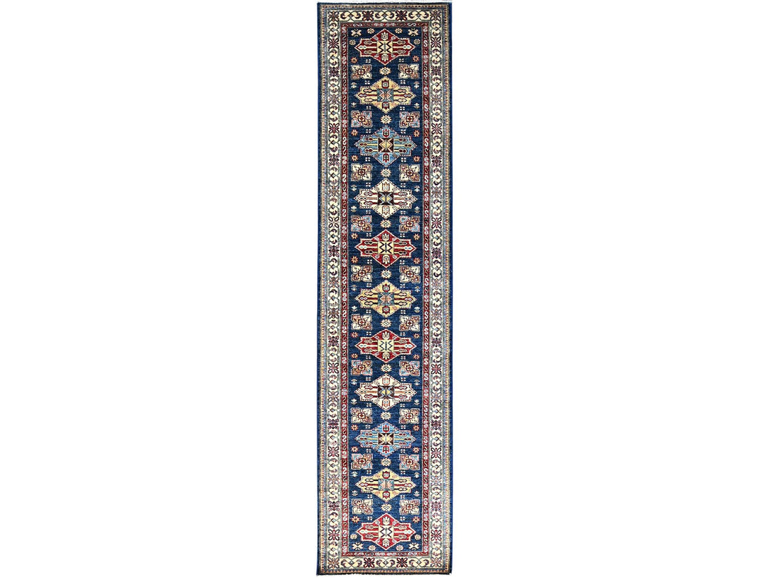 2'8" x 11'9" New Hand Knotted Blue Wool Runner Oriental Rug - MOA102133