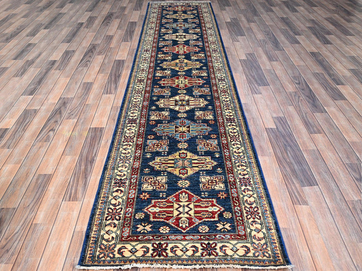 2'8" x 11'9" New Hand Knotted Blue Wool Runner Oriental Rug - MOA102133