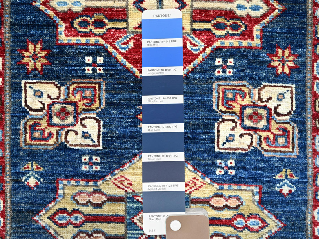 2'8" x 11'9" New Hand Knotted Blue Wool Runner Oriental Rug - MOA102133