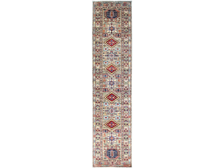 2'9" x 11'7" New Hand Knotted Grey Wool Runner Oriental Rug - MOA102135