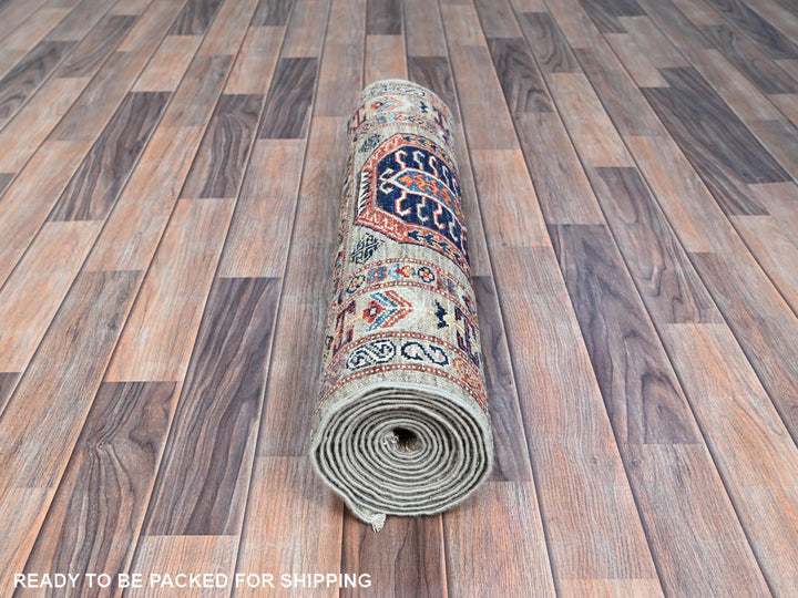 2'9" x 11'7" New Hand Knotted Grey Wool Runner Oriental Rug - MOA102135