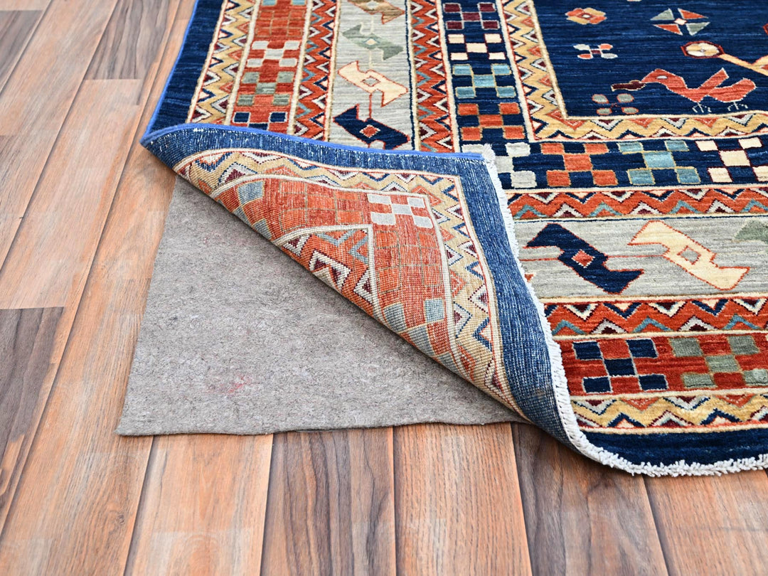 9'10" x 13'7" New Hand Knotted Blue Wool Rectangle Oriental Rug - MOA102144