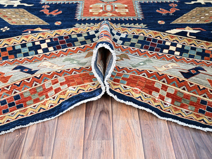 9'10" x 13'7" New Hand Knotted Blue Wool Rectangle Oriental Rug - MOA102144