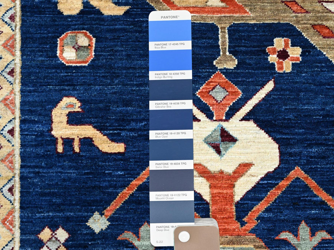 9'10" x 13'7" New Hand Knotted Blue Wool Rectangle Oriental Rug - MOA102144