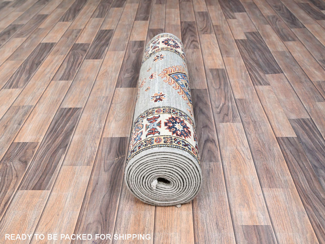 2'9" x 15'5" New Hand Knotted Grey Wool Runner Oriental Rug - MOA102190